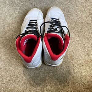 Jordans, White and Red with Black Laces